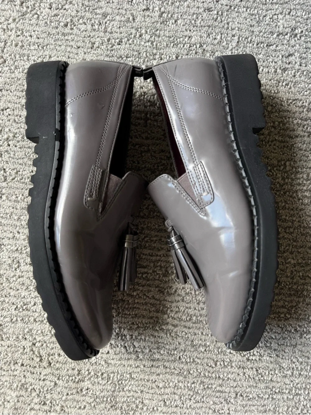 Franco Sarto Women's Metallic Dark Gray Loafer Flats Size‎ 7.5